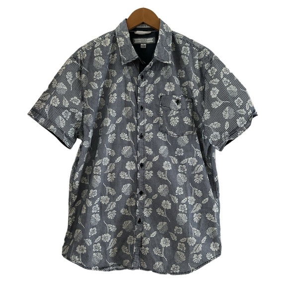 PD&C Blue and Bone White Tropical Print Short Sleeves Shirt sz Large - Picture 1 of 10